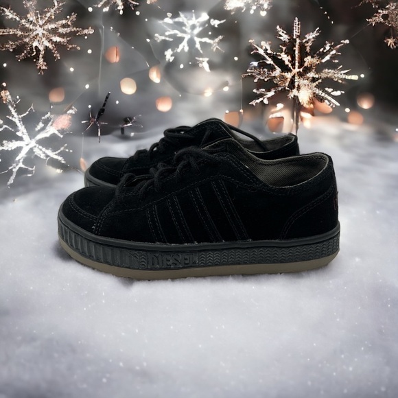 DIESEL LOW-TOP SNEAKERS WITH PLATFORM unisex black suede size M 6 W 7 - Picture 6 of 16